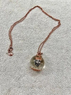 Betsy Johnson rose gold long necklace ball with skull crossbone - Image 1 of 2