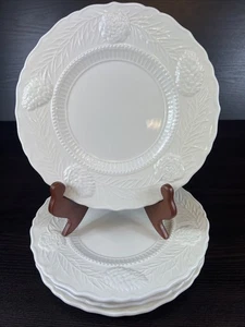 4 Nice Zrike Woodland Pine Cream 9 1/4” Salad Plates Dana Cullens Scalloped - Picture 1 of 11