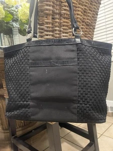 Vintage Coldwater Creek Grosgrain Weave Croc Tote, Purse, Y2K Black MSRP 60.00 - Picture 1 of 5