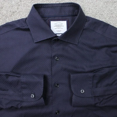 Charles Tyrwhitt Dress Shirt Mens 17, 34 Purple Classic Fit Non-Iron Cotton L/S - Image 1 of 4