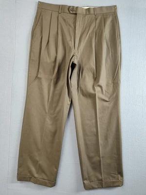 Pantalón Chino Louis Raphael Hombre 38 Marrón Caqui Plisado Calce Relajado Formal Negocios Foto 1 de 4