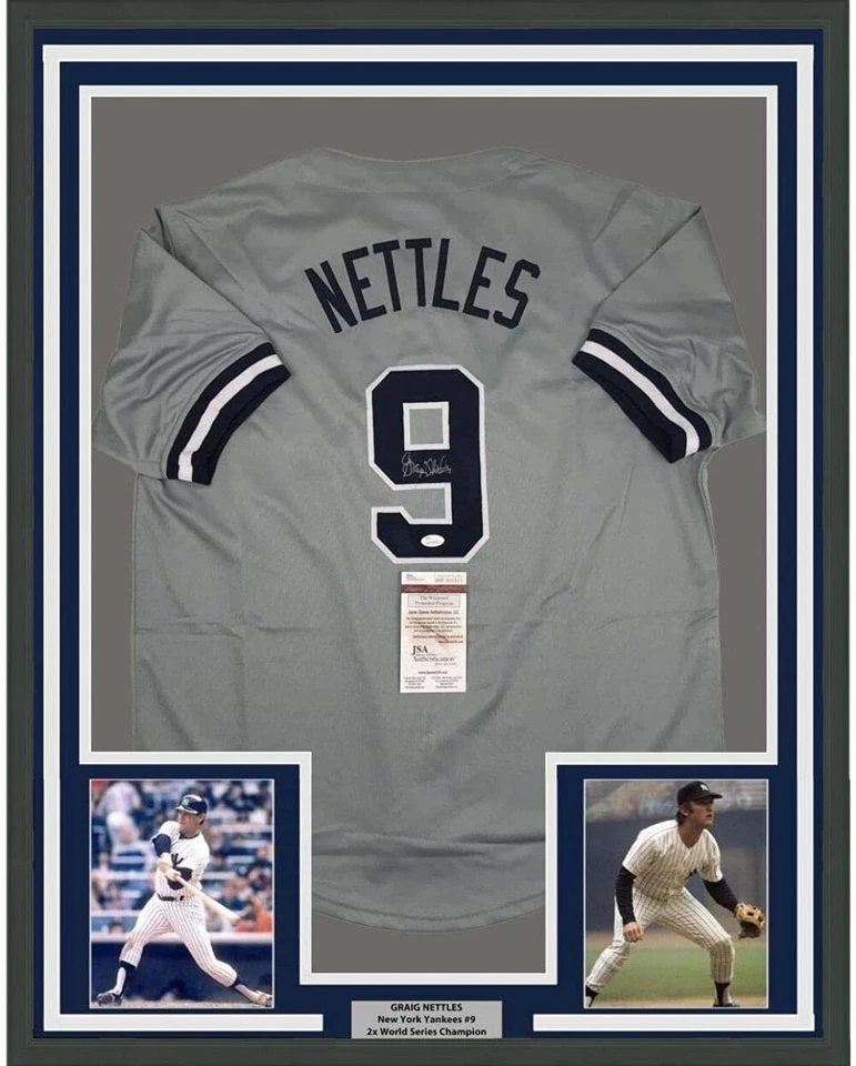 FRAMED Autographed/Signed GRAIG NETTLES 33x42 New York Grey Jersey JSA COA Auto - Image 1 of 2
