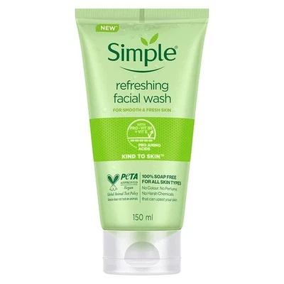 Освежающее средство для умывания лица Simple Kind to Skin для всех типов кожи 150 мл - Изображение 1 из 4