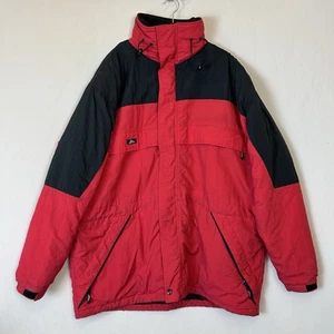 Snowridge Puffer Ski Jacket Coat Mens Large Red Black Full Zip Collar Pockets - Picture 1 of 17