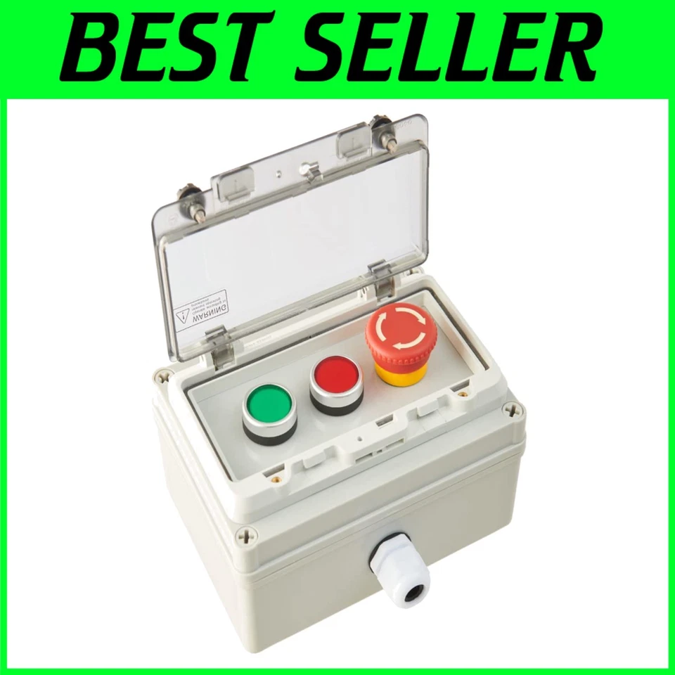 Durable Push Button Switch Box with Emergency Stop Function and IP67 Rating - Image 1 of 4