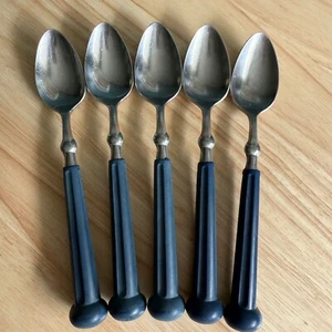 5 Oxford Hall Teelöffel blaue Griffe 7-1/4" Vintage Retro Besteck langlebig - Bild 1 von 10