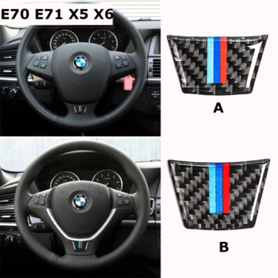 For BMW X5 X6 E70 E71 Car Steering Wheel Cover Carbon Fibre M Emblem Stickers - Изображение 1 из 4