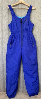 Kaelin Vintage Ski Overalls Junior Size 16 Blue Snow Zip Up Pockets Adjustable - Image 1 of 4