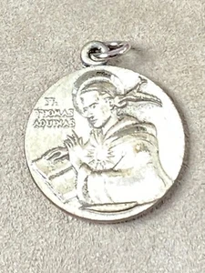 Vintage St Thomas Aquinas Antaya Sterling Silver Round Medal Patron of Scholars - Picture 1 of 5