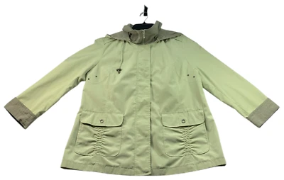 Jones New York Rain Coat Womens Size Large Green Long Sleeve Full Zip Up - Image 1 of 4