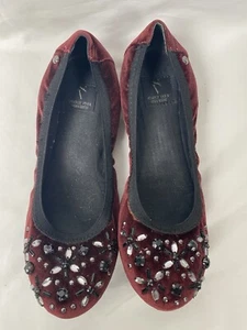 Simply Vera Wang Damen-Ballerinas burgunderrot flach Strass Schmuck runde Spitze Größe 7 - Bild 1 von 8