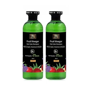 TRU HAIR & SKIN Fruit Vinegar Gel Hair Color, Natural Black 500ml pack of 2 - Picture 1 of 4
