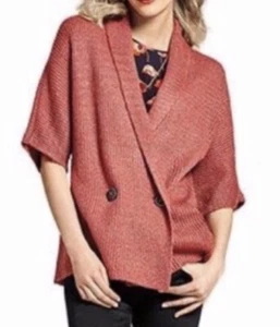Cabi Love Carol Small Rosewood Orange Dolman Sleeve Women’s Cardigan Sweater - Picture 1 of 10
