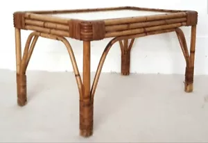 Mid Century Italian Bamboo & Glass Coffee Table, Vintage Rattan Table, Riviera. - Picture 1 of 12