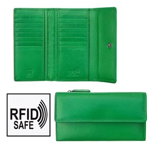 Portefeuille portefeuille grand jardin vert cuir mince en cuir fin blocage RFID neuf - Photo 1/7