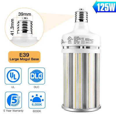 125W 6000K E39 LED Corn Cob Bulb Light Warehouse Garage High Bay Commercial Lamp - Image 1 of 4