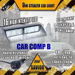 16 LED luz de tablero parabrisas flash de advertencia camioneta luz BLANCA - Imagen 1 de 6