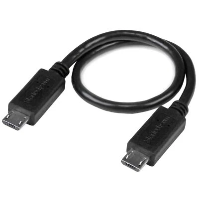 StarTech UUUSBOTG8IN 8" OTG Micro-USB to Micro USB M/M Cord Black Cable - Image 1 of 3