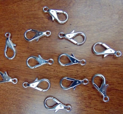 25 Large Silver Plated Lobster Clasps 29mm  Brass FINDINGS  1"+  No Nickel /Lead Foto 1 de 4