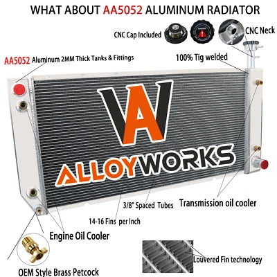 4 Core Aluminum Radiator FOR 2004-2016 Chevy Express 2500 3500 4500 GMC Savana Foto 1 de 4