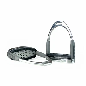 Whitaker Air Cushioned Stirrup Irons Flexible Shock absorbing 4.75" Silver/Black - Picture 1 of 2