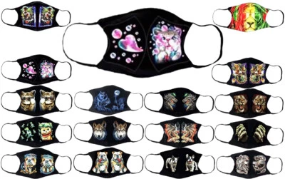 Adults Face Masks Cotton Glow in the Dark with Filter Pocket Reusable & Washable - Image 1 of 4