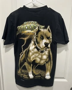 U-Top Rude Dog New Breed Pit Bull 2000's Graphics Shirt Size M Black - Picture 1 of 6