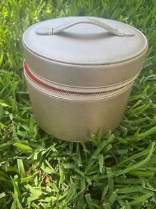 Bobbi Brown Gold Round Large Cosmetic Makeup Bag with Mirror 8x8x6.5 New - Picture 1 of 3