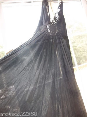   OLGA Negligee Gown  Nightgown black Nylon Spandex M sexy lace - Image 1 of 4