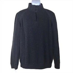 Calvin Klein Sweater Mens Medium Dark Gray 1/4 Zip Pullover 100% Cotton - Picture 1 of 10