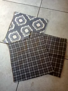 3 Grey Cushion Covers 17.5" - Picture 1 of 4
