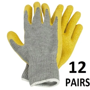 Rubber Coated Work Gloves Latex Palm 12 Pairs - Picture 1 of 5