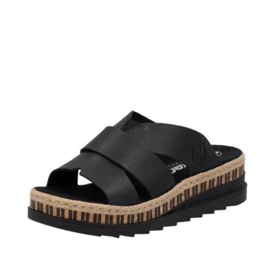 Sandálias chinelos femininas Rieker pretas V7989 - Imagem 1 de 4