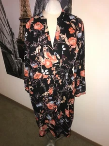 WHO WHAT WEAR PRETTY FLORAL MIDI SHIRTDRESS SIZE 1X - Picture 1 of 3