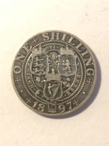1897 Queen Victoria Shilling F to VF - Bild 1 von 2