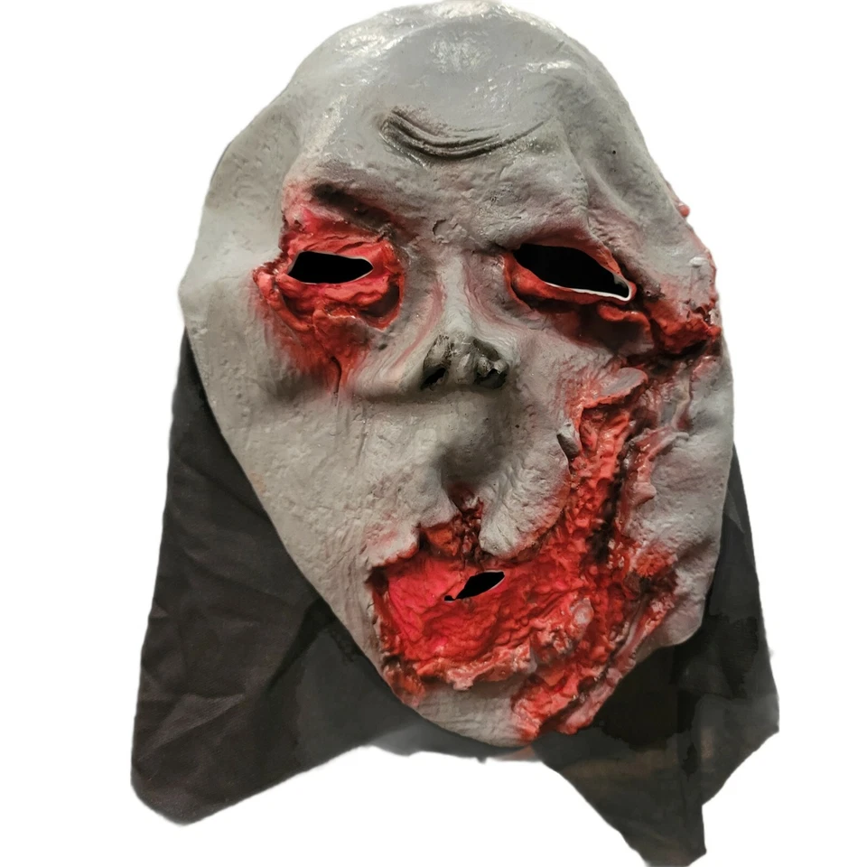 Zombie Halloween Bloody Deluxe Mask Black Hood Rubber  Scary Horror NWT - Image 1 of 4