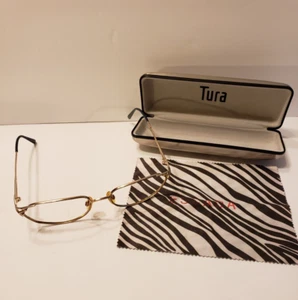 Tura Eyeglasses Ladies Frames Gold Metal w/Silver Case and Escada Cloth - Picture 1 of 12