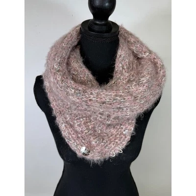 Betsey Johnson Cowl Scarf Neck Warmer Pink Metallic Knit NWT One Size - Image 1 of 2