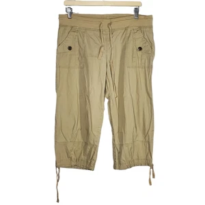 XCVI Wearables Capri pantaloni donna M 8/10 beige kaki Lagenlook hippie coulisse - Foto 1 di 6