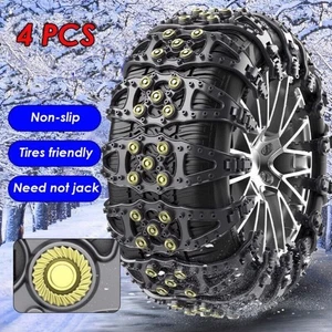 4PCS Snow Tyre Chain for Car SUV Truck Anti-Skid Emergency Winter Driving Belt - Picture 1 of 8