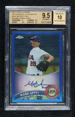 2011 Topps Chrome 蓝色折射器 /99 Mark Appel #USABB1 BGS 9.5 GEM 状况完好 签名 — 第 1/2 张图片