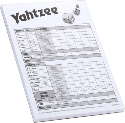 Hasbro Gaming - Yahtzee Score Pad [New ] - Image 1 of 2