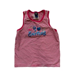 Osh Kosh B’Gosh Shirt Tank Top Vtg Stripe I love Surfing Kids Girls Summer Sz 8 - Picture 1 of 7