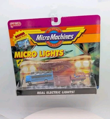 Micro Machines-1990-Real Electric Lights Collection #12-6478-Blue School Bus/Van - Image 1 of 4