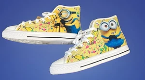 Minions Hightop Sneakers Basketball Shoes Banana Yellow Women Size 37 / US 6.5 - Picture 1 of 24
