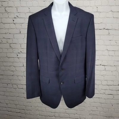Hugo Boss x Nordstrom Blue 100% Wool Super 120 Drago Check Blazer Sport Coat 42L - image 1 of 4