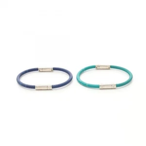 LOUIS VUITTON Bracelet Neo Split 2-piece set leather PVC Blue Green Used Women - Picture 1 of 7