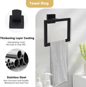 2Pcs Black Toilet Paper Holder Bathroom Stainless Steel Accessories 5 Pieces - Picture 1 of 12