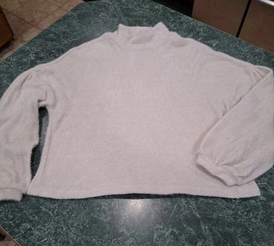 Suéter Sanctuary Difuso Globo Manga Abullonada Cuello Simulado Marfil Para Mujer Grande Acogedor Foto 1 de 4