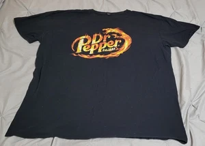 Vtg Dr. Pepper Est. 1885 Black Graphic T-Shirt Flames Size 2X Anvil Lightweight - Picture 1 of 5